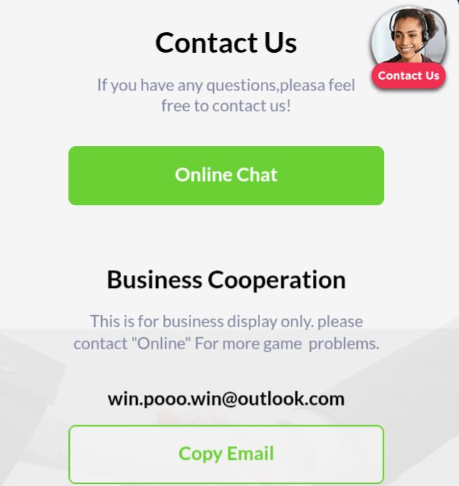 Winpooo customer care